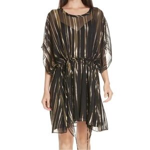 Iro Chic Black and Gold Striped Dress sz 42